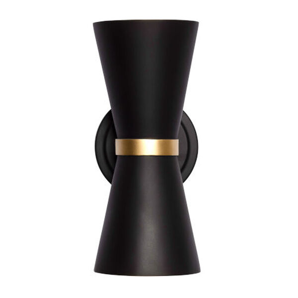 Mad Hatter Matte Black French Gold Two-Light Wall Sconce, image 2