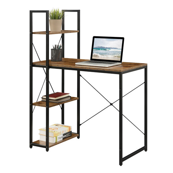 Designs2Go Barnwood Black Office Workstation with Shelves, image 3