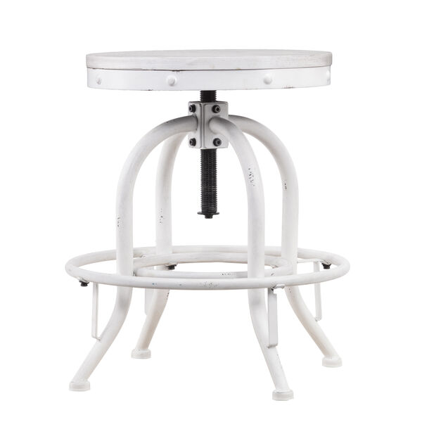 Distressed White with Whitewash Stain Stool, image 4