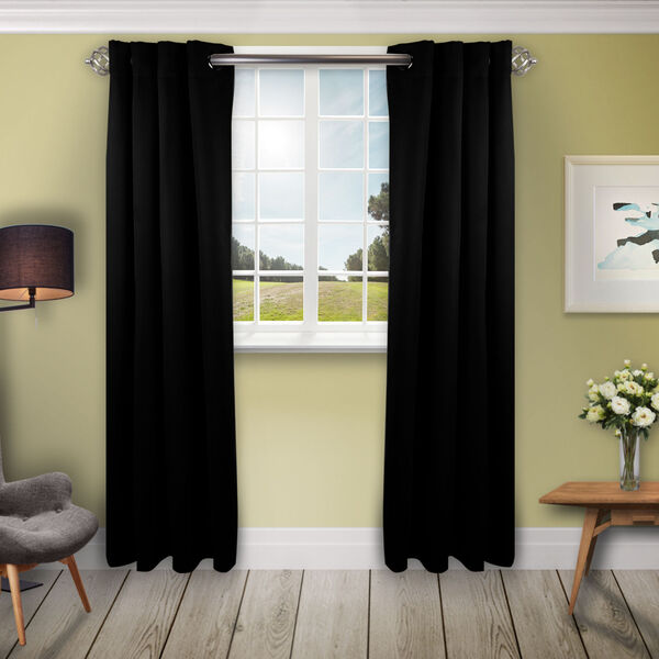 Black 52 W x 63 H In. Blackout Curtain, image 1