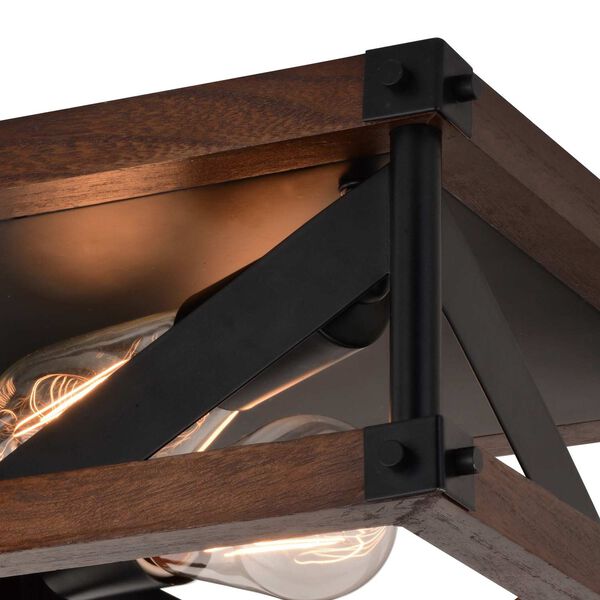Wade Matte Black and Sycamore Two-Light Square Open Cage Flush Mount, image 5