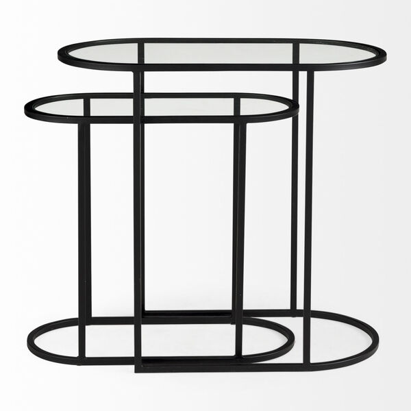 Celine Black and Silver Nesting Accent Table, Set of 2, image 2