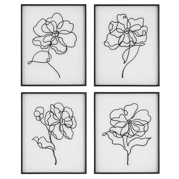 Bloom Black and White Framed Print, Set of 4, image 2
