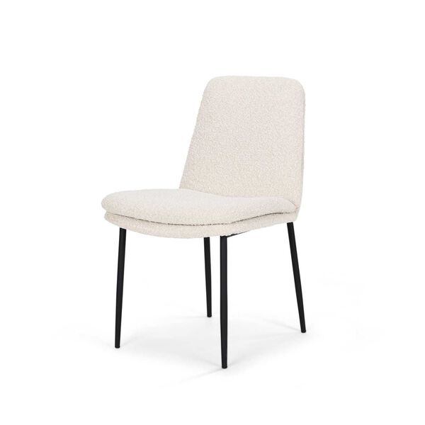 Eve Cream Boucle Fabric and Matte Black Metal Dining Chair, image 1