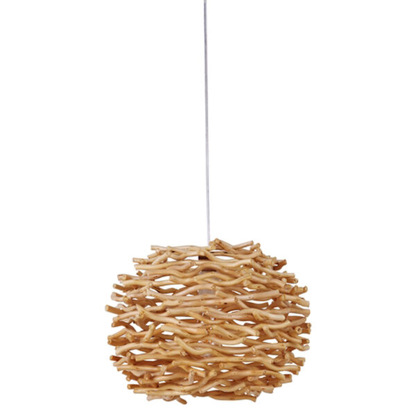 Swag Natural One-Light Pendant with Natural Wood Shade, image 1
