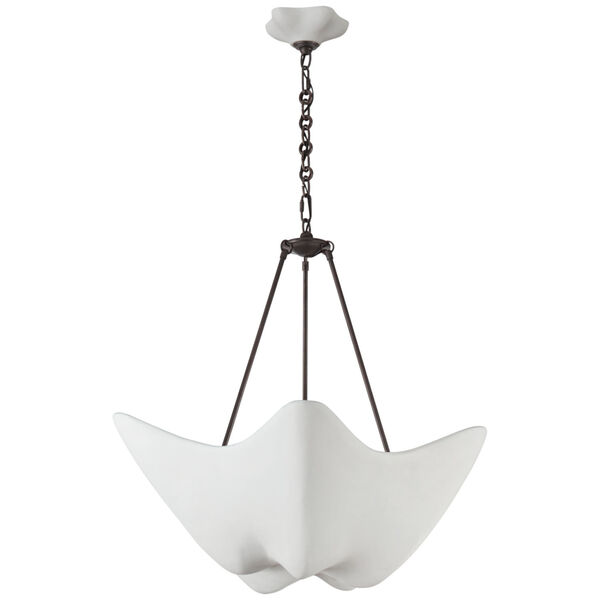 Cosima Medium Chandelier in Bronze with Plaster White Shade by AERIN, image 1