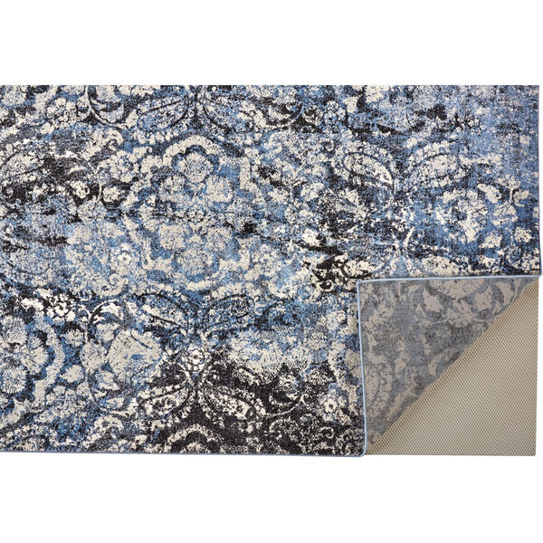 Ainsley Modern Distressed Floral Blue Black Rectangular: 4 Ft. 3 In. x 6 Ft. 3 In. Area Rug, image 4
