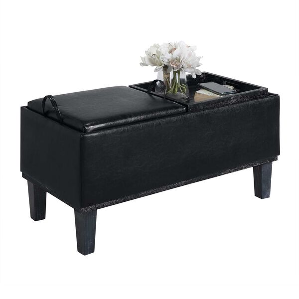 Black Storage Ottoman with Reversible Tray, image 6