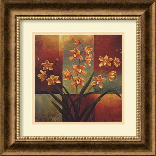 Orange Orchid by Jill Deveraux: 17 x 17 Print Reproduction, image 1