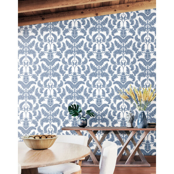 Damask Resource Library Blue 27 In. x 27 Ft. Royal Fern Wallpaper, image 2