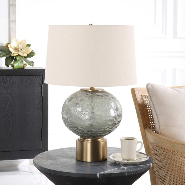 Lunia Gray and Antique Brushed Brass Glass Table Lamp, image 4