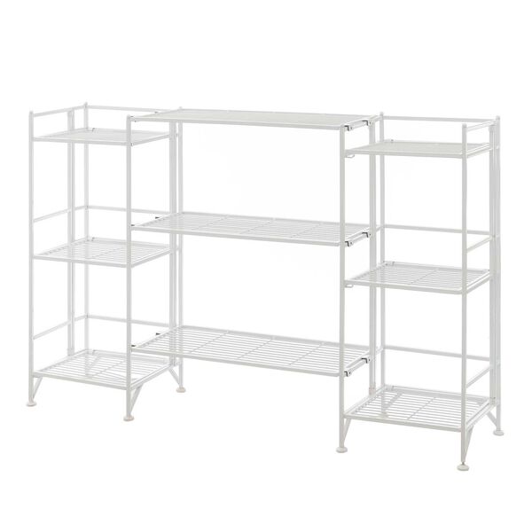 Xtra Storage White Three-Tier Folding Metal Shelves with Set of Three Extension Shelves, image 1