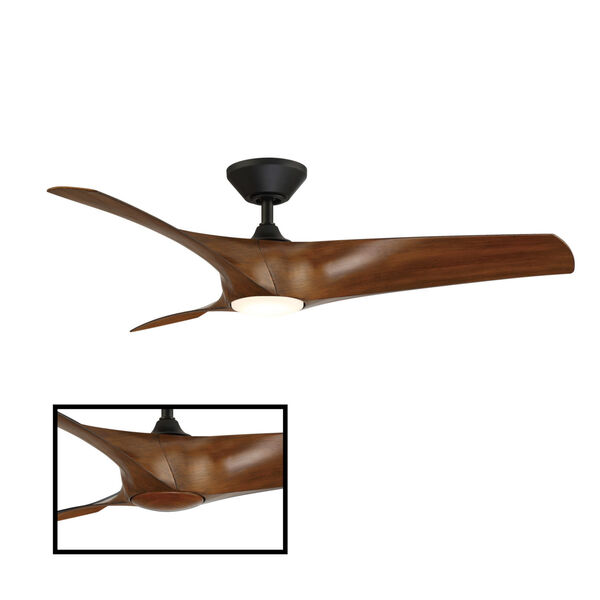 Zephyr Matte Black and Distressed Koa 52-Inch ADA LED Ceiling Fan, image 3