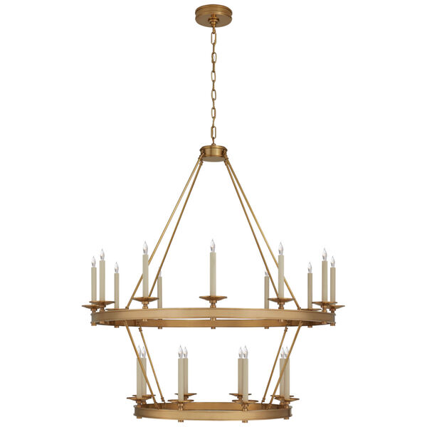 Launceton Large Two Tiered Chandelier in Antique-Burnished Brass by Chapman  and  Myers, image 1