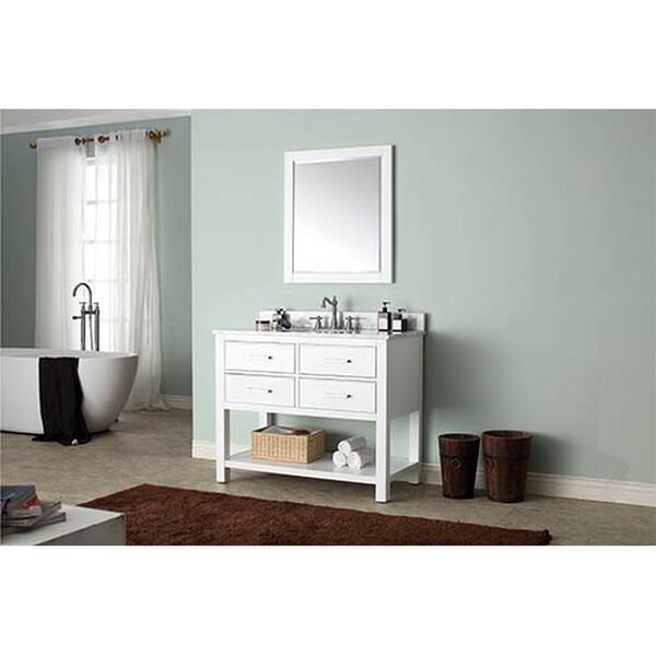 Brooks White 42-Inch Vanity Combo with Carrera White Marble Top, image 3
