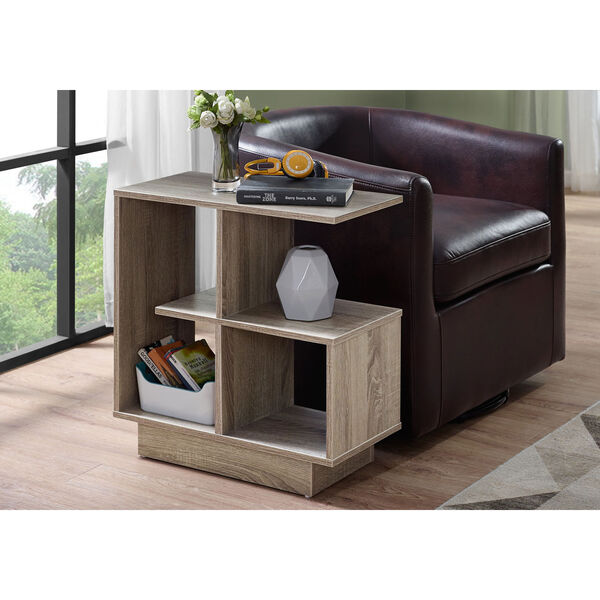 Dark Taupe 12-Inch Accent Table with Four Open Shelves, image 2
