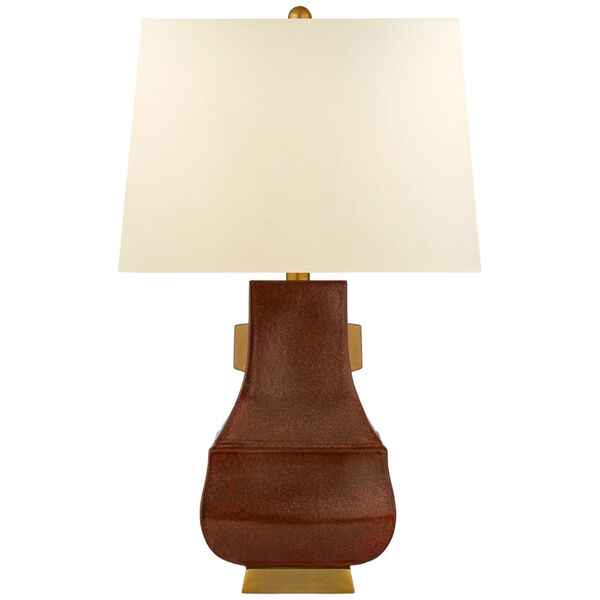 Kang Jug Large Table Lamp in Autumn Copper and Burnt Gold Accent with Natural Percale Shade by Chapman and Myers, image 1