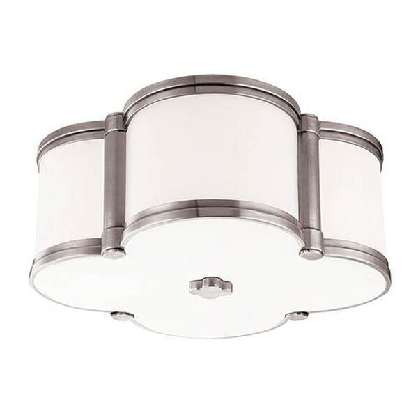 Chandler Polished Nickel Two-Light Flush Mount with Opal Glass, image 1