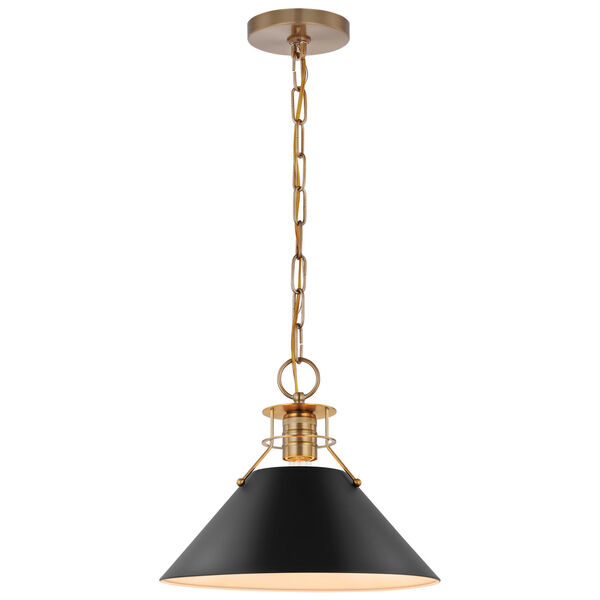 Outpost Matte Black and Burnished Brass 13-Inch One-Light Pendant, image 2