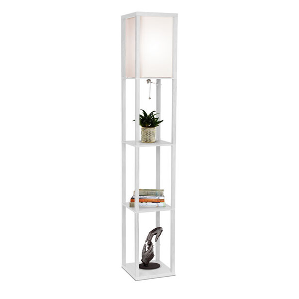 Maxwell White LED Floor Lamp with Shelf, image 1