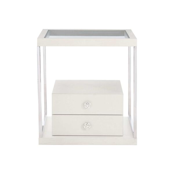 Silhouette White and Stainless Steel Side Table, image 1
