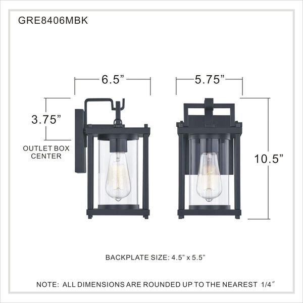 Garrett Matte Black 10-Inch One-Light Outdoor Lantern with Clear Glass, image 5