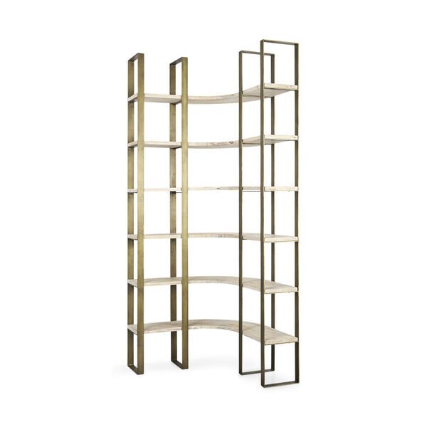 Turner Light Brown and Gold Six-Tier Shelving Unit, image 1