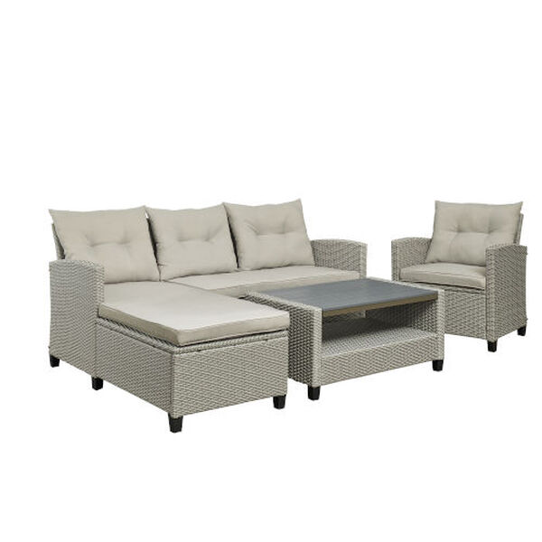 Boardwalk Pelican Gray Outdoor Sectional Seating Set, 4-Piece, image 3