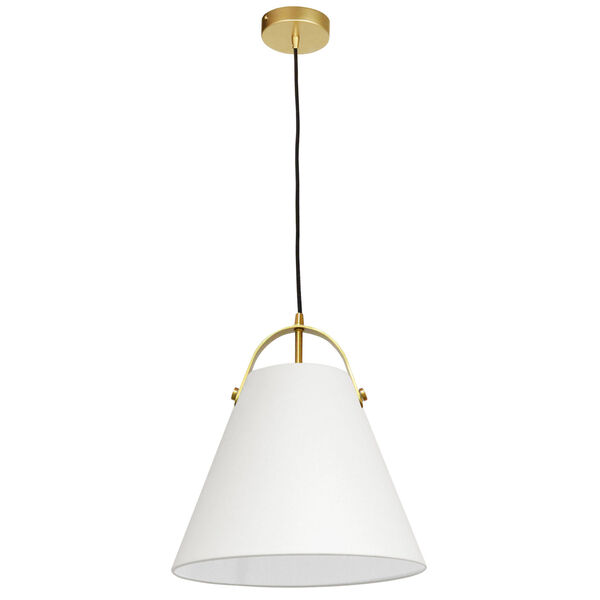 Emperor Aged Brass One-Light Pendant with Off White Shade, image 1