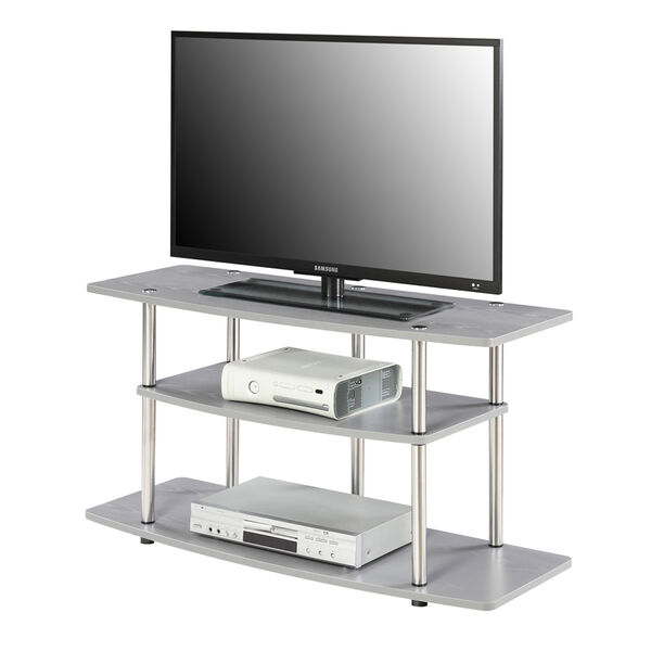 3 Tier Wide TV Stand, Gray, image 2