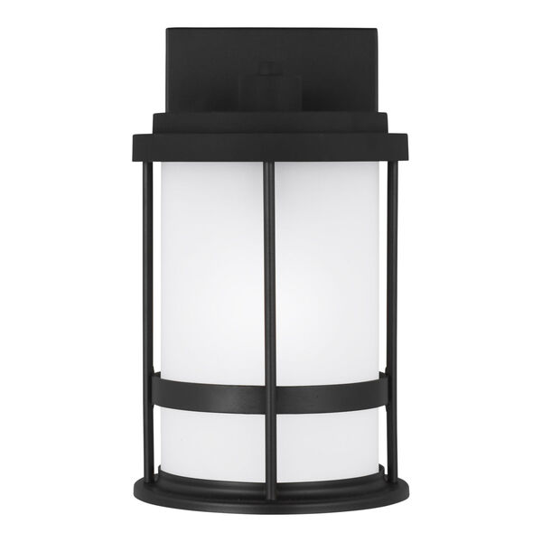 Wilburn Black One-Light Outdoor Small Wall Sconce with Satin Etched Shade, image 1