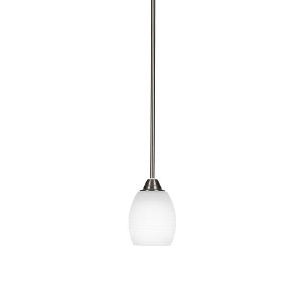 Paramount Brushed Nickel One-Light 5-Inch Mini Pendant with White Linen Glass, image 1