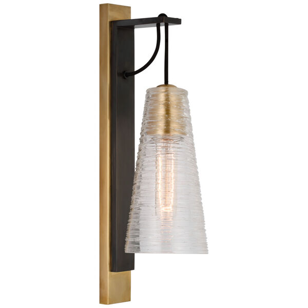 Reve Medium Conical Sconce in Bronze and Soft Brass with Clear Ribbon Glass by Marie Flanigan - (Open Box), image 1