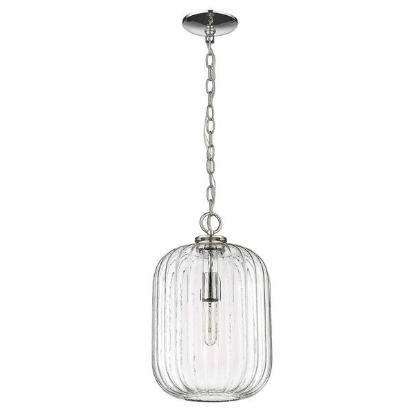 Cabot Polished Nickel One-Light Pendant with Clear Reeded Glass, image 4