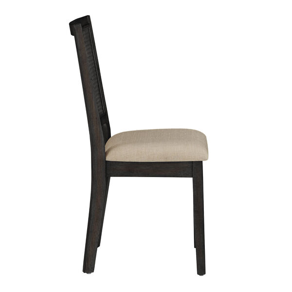 Caroline Beige and Black Rattan Back Dining Chair, Set of Two, image 3