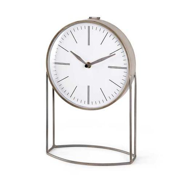 Aurus Matte Gray Metal Table Clock, image 1