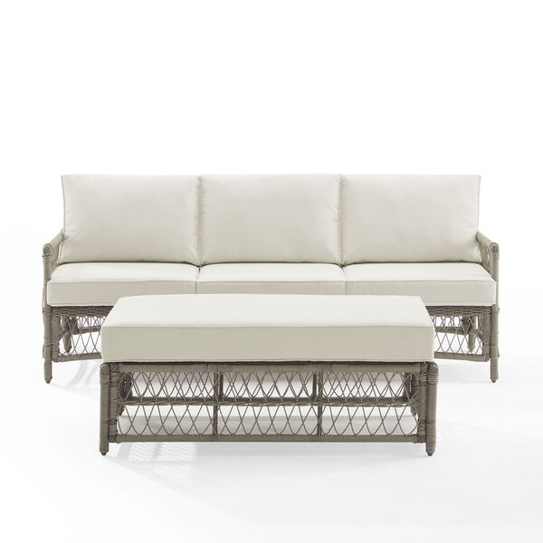 Thatcher Creme and Driftwood Outdoor Wicker Sofa Set, Two-Piece, image 1