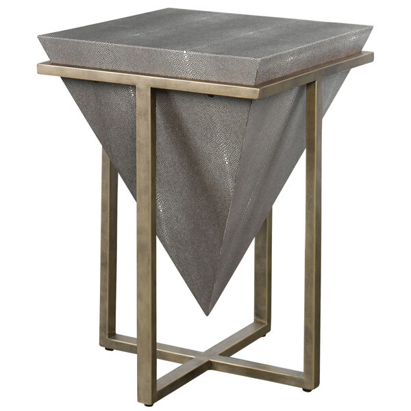 Bertrand Gray and Aged Gold Shagreen Accent Table, image 1