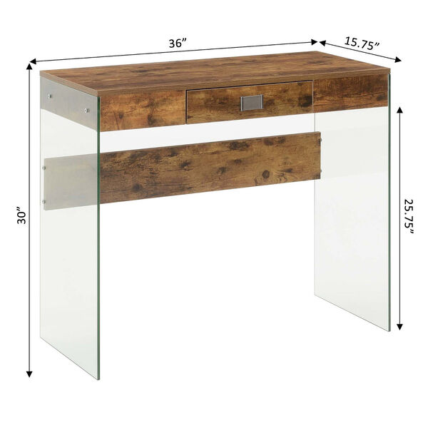 SoHo Brown One Drawer Glass Desk, image 6