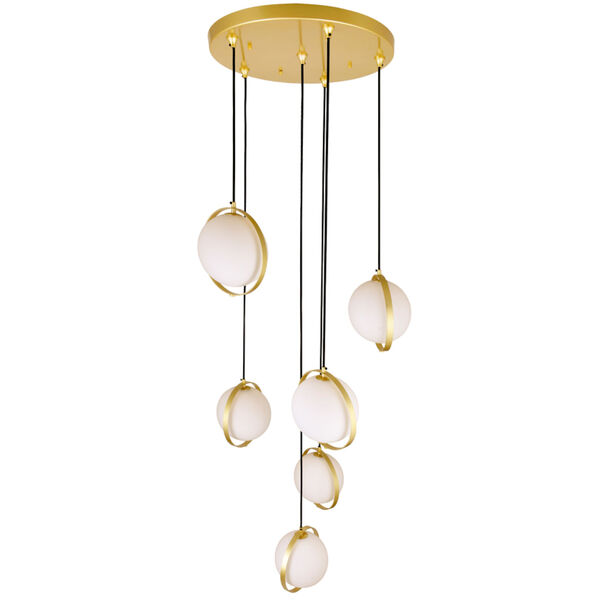 Da Vinci Brass Six-Light LED Pendant, image 2