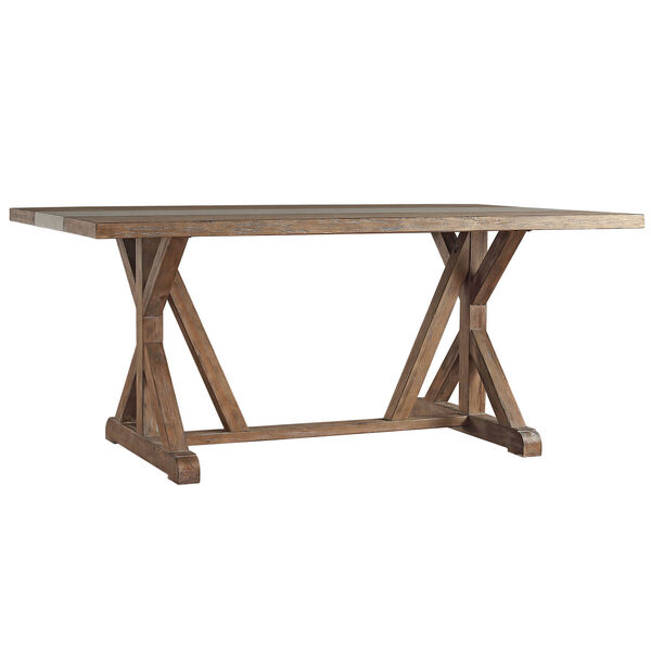 Ellary Rustic Pine Concrete Strip Trestle Base Dining Table, image 5