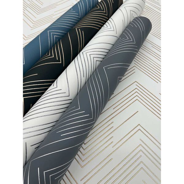 Polished Chevron White and Silver Wallpaper, image 5