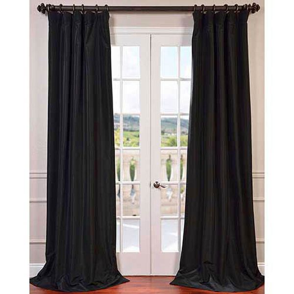 Blackout Faux Silk Taffeta Curtain Single Panel, image 1