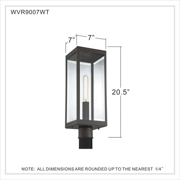 Westover Western Bronze One-Light Outdoor Post Lantern with Transparent Beveled Glass, image 5