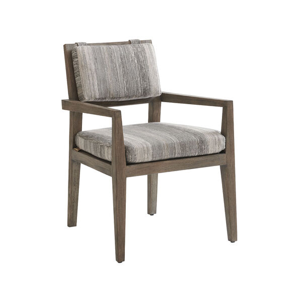 La Jolla Taupe, Gray and Patina upholstered Arm Dining Chair, image 1