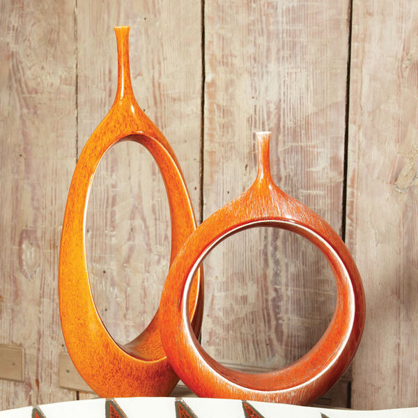 Open Oval Ring Orange Vase, image 1