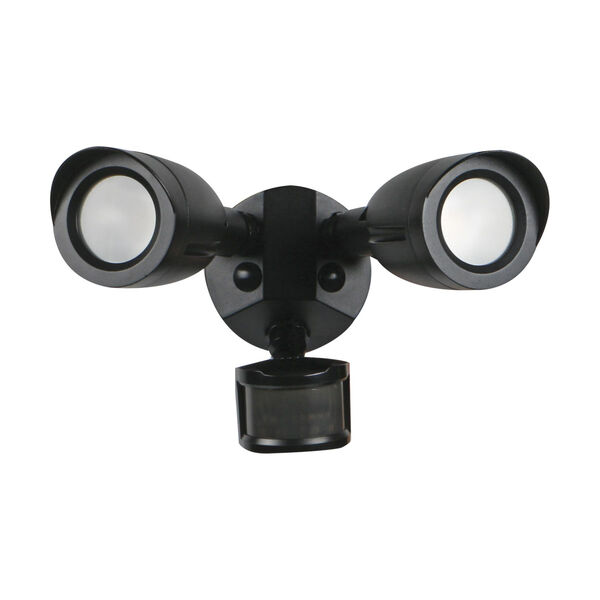 Black 3000K Two-Light LED Security Light with Motion Censor, image 1