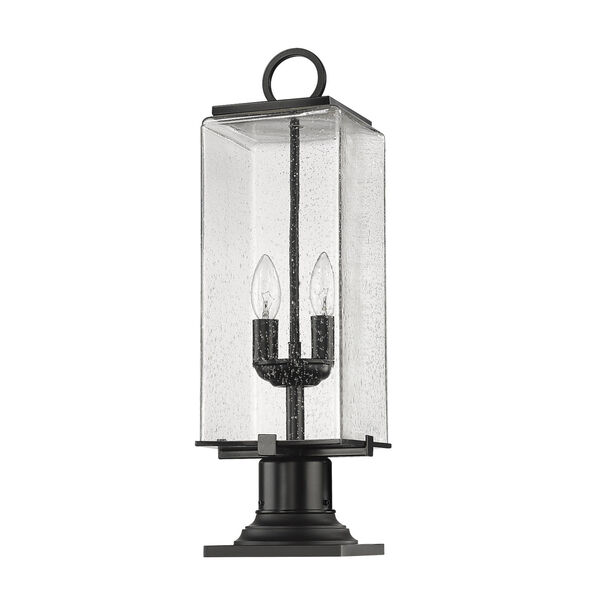Sana Black 22-Inch Two-Light Outdoor Pier Mounted Fixture with Seedy Shade, image 5