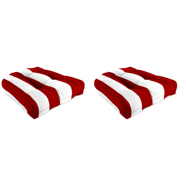 Cabana Stripe Red Outdoor Chair Cushion, Set of Two, image 1