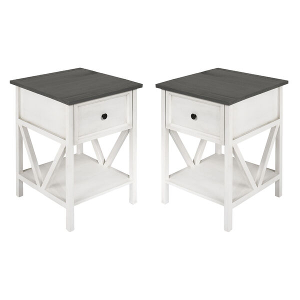 Natalee Gray and White Wash V-Frame Side Table, Set of Two, image 3